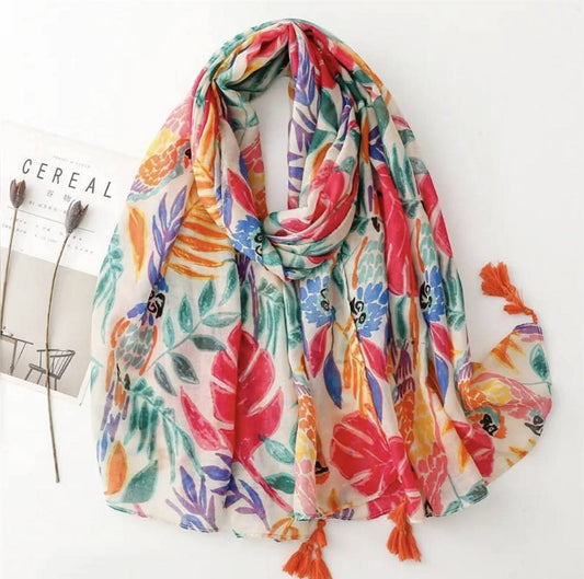 Foulard fleurs multicolore