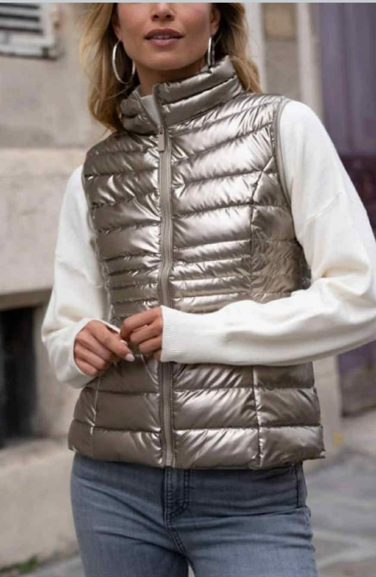 Doudoune basique sans manche uni brillant